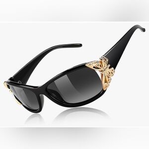 Trendy Polarized Y2K Sunglasses Wrap Around Butterfly Design UV400 Protection